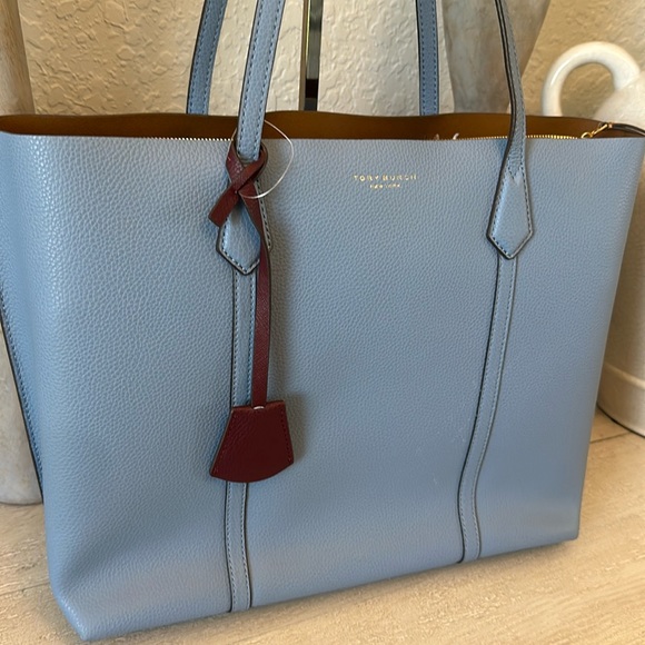 Tory Burch Perry Triple Compartment Tote Bag Blue Yonder - Picture 3 of 16